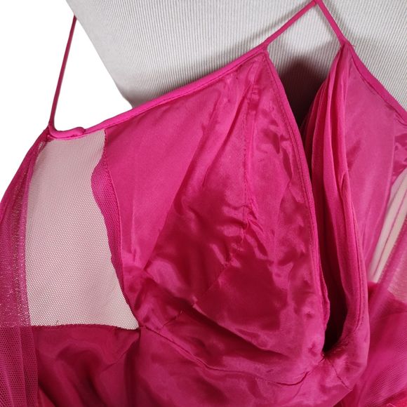 Vintage Cache Formal Dress Size 8 Pink Silk Chiffon Mesh Cutouts Strappy Back - Picture 15 of 16